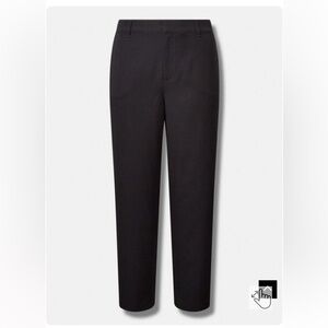 Black wide leg twill high rise pants